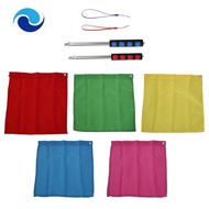 2 Piece Telescopic Flagpole Portable Multicolor and 5PCS Horse Training Flag, Tour Guide Flag, Horse
