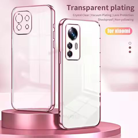 Mi11 Mi12 T 11lite Luxury Plating Transparent Case For Xiaomi Mi 12 11 Lite 5g Ne 12t Pro Soft Silic