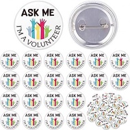80 Pcs Volunteers Buttons Ask Me I'm a Volunteer Employee Badge Pins for Teachers, and Customer Serv