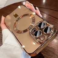 New 6D Plating Desert Titanium Magnetic Phone Case For iPhone 16 15 14 13 12 11 Pro Max Plus Clear S