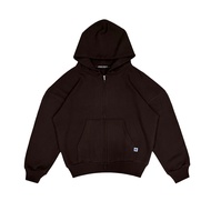 HOODIE BOXY ZIPPER BROWN BLANK MOODDAY PROJECT