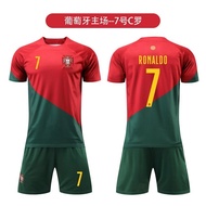 △▥ Portugal jersey custom cristiano ronaldo 7 2022 World Cup football suit childrens short sleeve a