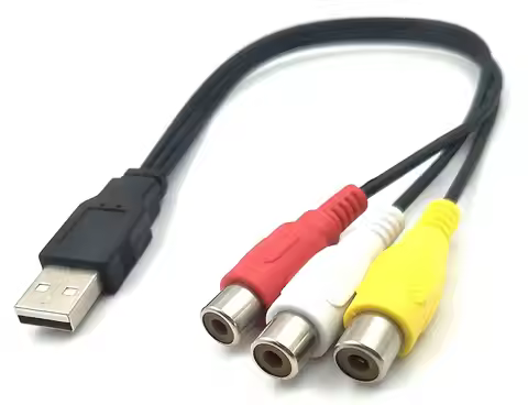 USB to 3RCA Cable, USB 2.0 Male to 3 RCA Female Video Audio Capture Card AV Composite Adapter Cord C