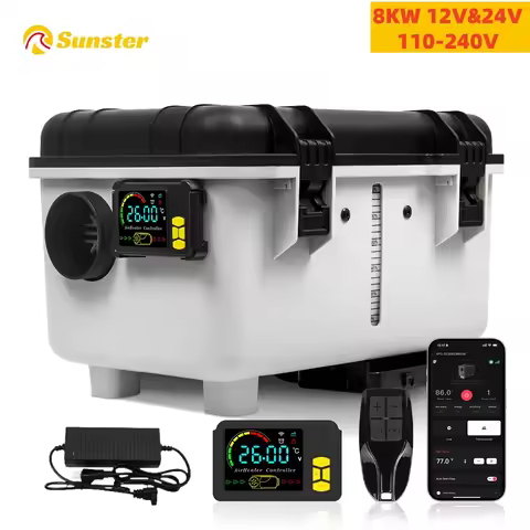 8KW Toolbox 12V/24V/110-240V Diesel Air Heater LCD & APP Bluetooth w/ Altitude Mode Parking Heater F