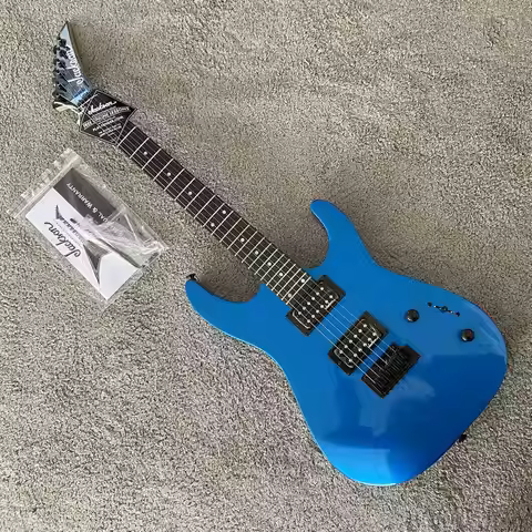 Authentic Jackson JS12 Dinky Metallic Blue 24 Fret Electric Guitar Solid Body 2 Point Tremolo Bridge