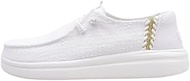 Hey Dude WENDY Rise Perf Canvas Flat Shoes, White, 9 US