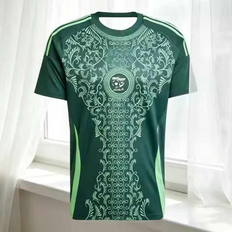 2026 New Summer Algeria Inspired Football Jersey Family Matching Outfit Green Print Quick Dry T-shir