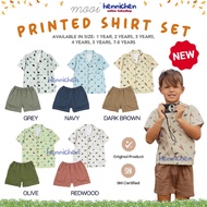 KEMEJA 5.5 MOOI PRINTED SHIRT SET POCKET PRINT Children's Suit Short SHIRT Short Pants 1-5 Years