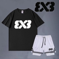 3X3 American Sports Suit Men Summer Quick-Drying Basketball Fake Two-Piece Shorts Sports Loose Cotto