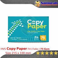HVS Copy Paper Folio F4 75 Gsm/, 500 sheets 1 Ream HVS CopyPaper F4 75 Gram White HVS Print Paper F4