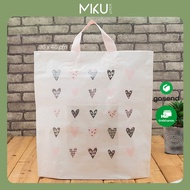 30x40 cm Shopping Bag Plastic Boutique Plastic PE White Heart - 30x40 cm