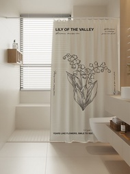 Xinxuan Tulip bathroom waterproof and mold proof shower curtain fabric bathroom perforated partition door curtain shower curtain