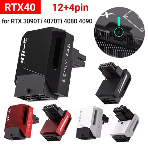 600W 12+4pin GPU Male To Female Connector 90 Degree Right Angle 16pin 12VHPWR for RTX 3090Ti 4070Ti 