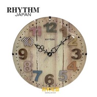 RHYTHM - 日本麗聲 創意彩色 30.2cm 木頭掛鐘 時尚靜音掛鐘 CMG117NR06 立體數字鐘