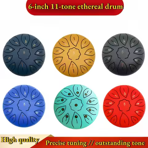 Instrument Ethereal Drum 6 Inch 11 Sound Ethereal Drum C Key, Hand Disc Drum Steel Tongue Drum,Percu