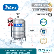 DELUXE (STAND)  1250L CL30K S/STEEL WATER TANK ( 45" x 73" )