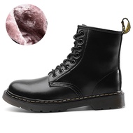 Doc Martens Leather Mens Winter Plus Fleece High-Top British Work Boots With Cotton Shoes For Women 