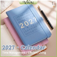 2027 Weekly Monthly Planner Book 2026 Planner Notebook Diary PU Leather Hard Cover Schedule Book A5