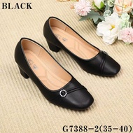 G7388-2 BLACK SHOES LEATHER MATERIALS 2 INCH ELEGANT DESIGN FOR WOMEN'S FASHIONABLE AND COMFORTABLE