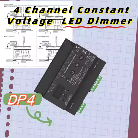 NEW LED Dimmer DP4 support DT6 dimming DT8 color temperature RGB RGBW CCT 4CH*12A 12-48VDC DALI/DMX