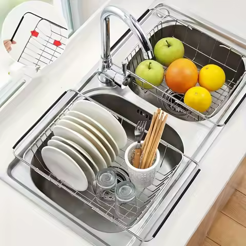 Sink Drain Rack, Retractable Sink Drain Rack, Sink Dish Drain Rack, Expandable Dish Drying Rack, Ove