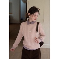 [EGGKA] Round neck ribbed sweater