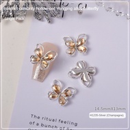 BATHRINS ANNIES Crystal Butterfly Metal Jewelry Temramid Cat Eye Hollow   Drilling Nail Accessories 