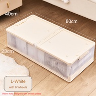 Homy Underbed Storage Box with 6 Wheels  Double Sided Folding Under Bed Storage Box Clothes Organizer