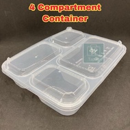 TAPAU - 1200FC 4 Compartment PP Lunch Box with Dome Lid ( 50sets± ) Disposable Plastic Food Box Bent