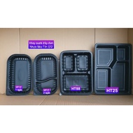 COMBO of 100 BLACK BASE PLASTIC BOXES, disposable FOOD CONTAINER - HT12 HT17 HT88 HT203 HT25