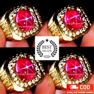 Ruby Star Burma top 6 Ray star Men's Ring Sharp crystal HQ
