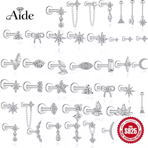 AIDE Certified Moissanite Earrings 925 Sterling Silver Piercing Woman Jewelry Water drops stars moon