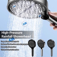 14cm* 27cm High Pressure Rainfall Showerhead With 7 Spray Modes: Rain Mist Silver Black Gray M9i9