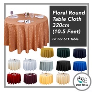 ACEVE DREAM READY STOCK 3.2M Round Damask Pattern Table Cloth Cover Kain Alas Meja Bulat Banquet Wed