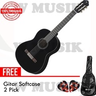 HITAM Yamaha Acoustic Guitar C40/C40 - Black+Softcase &amp; 2 Picks