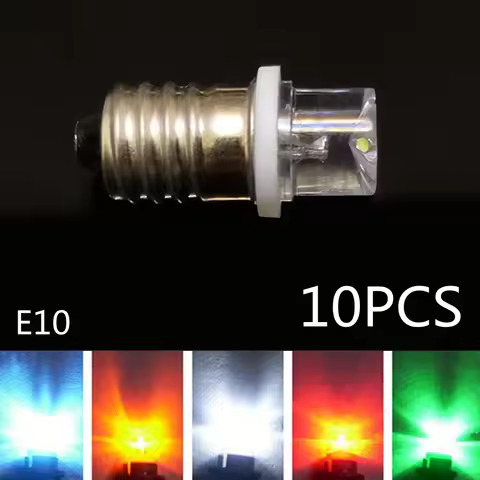 10PCS E10 astigmatism instruct Light bulb 3V E10 6V instrument bulb 4.5V E10 8V LED red blue green M