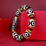 Gelang Jed Agate Dzi Beads Natural Agate Dzi Beads Bracelet Consecrated Tibetan Nine-Eyed Dzi Beads 