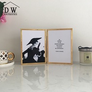 Nordic Elegant Thin Edge Foldable Metal Photo Frame Display Stand 5x6 7x8 10 Inch Creative Dual Fami