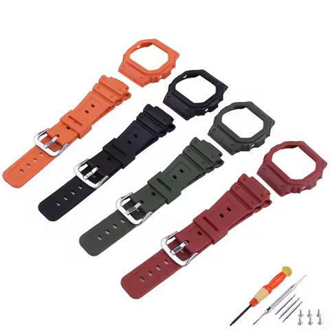 Men small square resin watch strap and case compatible for Casio DW-5600M/E/BB GWX-5600C GW-B5600 wo