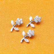 Custom astm f136 titanium internally thread flower leave cz cartilage labret helix flat back earring