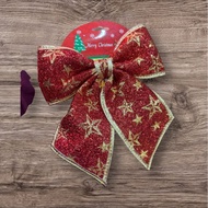 MERAH HF 5094 red glitter ribbon with gold list, size 21x26cm