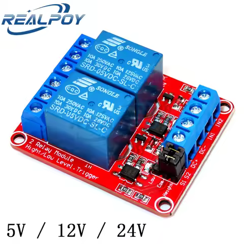 2 channel Relay Module 5V 12V 24V High and Low Level Trigger Relay Control With Optocoupler Two Way 