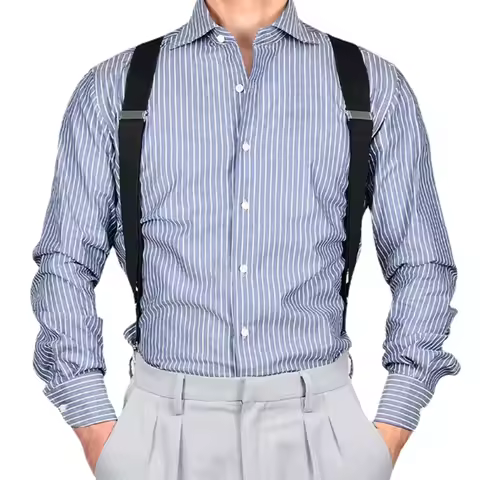 Vintage Suspenders For Adult Women Men 2.5cm Wide Cross-Over Back 2 Side Clips Adjustable Elastic Tr