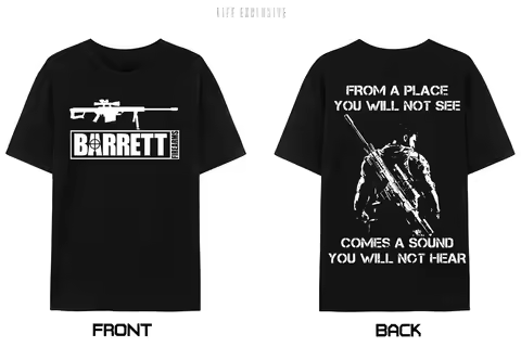 Barrett Firearms Sniper Rifle Graphic Tee Military Tactical Sniper Casual Short Sleeve T-Shirt for G
