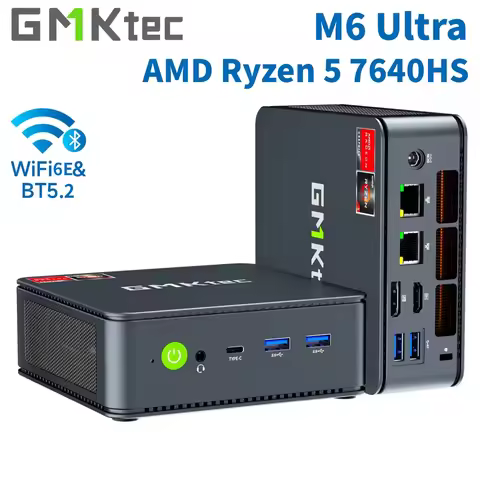 GMKtec M6 Ultra Gaming Mini PC AMD Ryzen 5 7640HS Windows 11 Pro Desktop Mini Computers Barebone (No