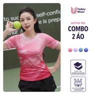 Combo of 2 absorbent Active Tee women's running sports t-shirts for badminton, table tennis, gym Tod