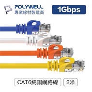 POLYWELL CAT6 高速網路線 2M(白) RJ45 網路傳輸線 2M(白)