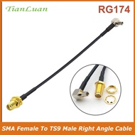 RG174 4G LTE Antenna Adapter TS9 Male Right Angle Connector to SMA Female Coaxial Pigtail Cable 15cm for 4G LTE Mobile Broadband Modem Hotspot MiFi Router USB Modem Dongle Adapter