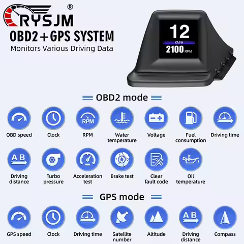 Car OBD HUD P8 Head Up Display Large Font Digital Gauge Car Accessories Speed Clock RPM Voltage Wate