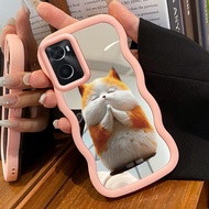 MATA Casing For OPPO A76 A36 A96 Case Cellphone Casing Side Wave Mirror Silicone Softcase HP Cat mot